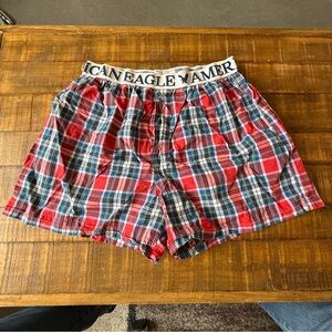 Classic Vintage American Eagle Outfitters Red Plaid Cotton Boxer Shorts, THE bxr